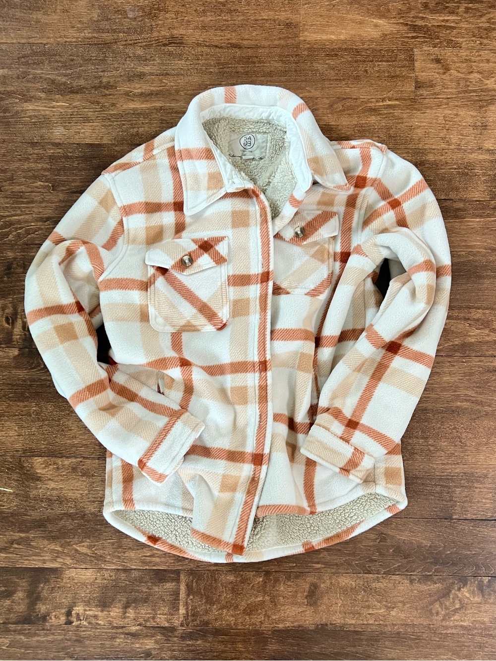 Cozy Sherpa-Lined Plaid Shacket - Cream & Rust